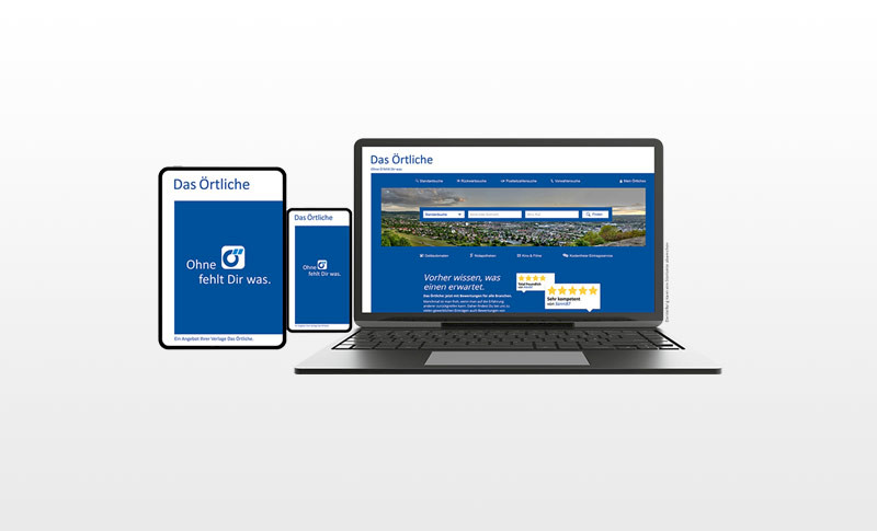 Das Örtliche auf Laptop, Tablet und Phone