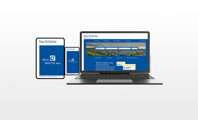 Das Örtliche auf Laptop, Tablet und Phone